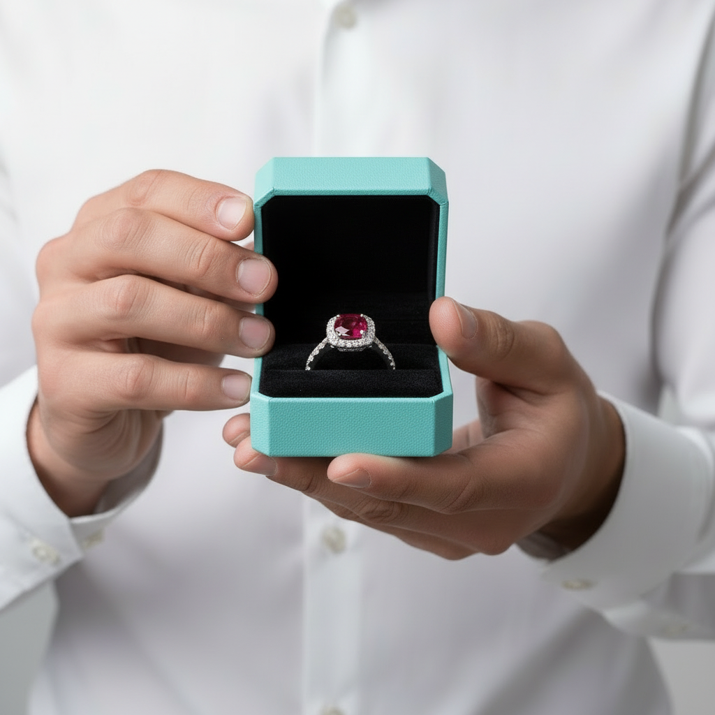 Classic 1.0 Ct Ruby Birthstone Round Cut Engagement Ring-Evani Jewelry