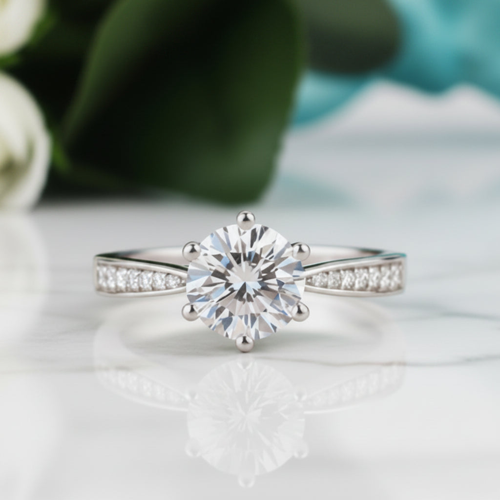 Classic 1.0 Ct Round Diamond Engagement Ring-Evani Jewelry