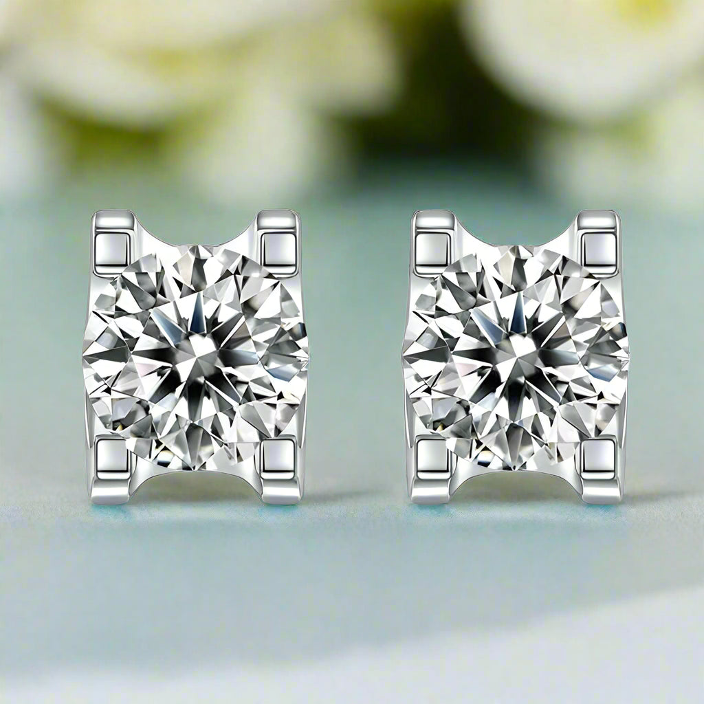 Classic 1.0 Ct Round Diamond Stud Earrings-Evani Naomi Jewelry