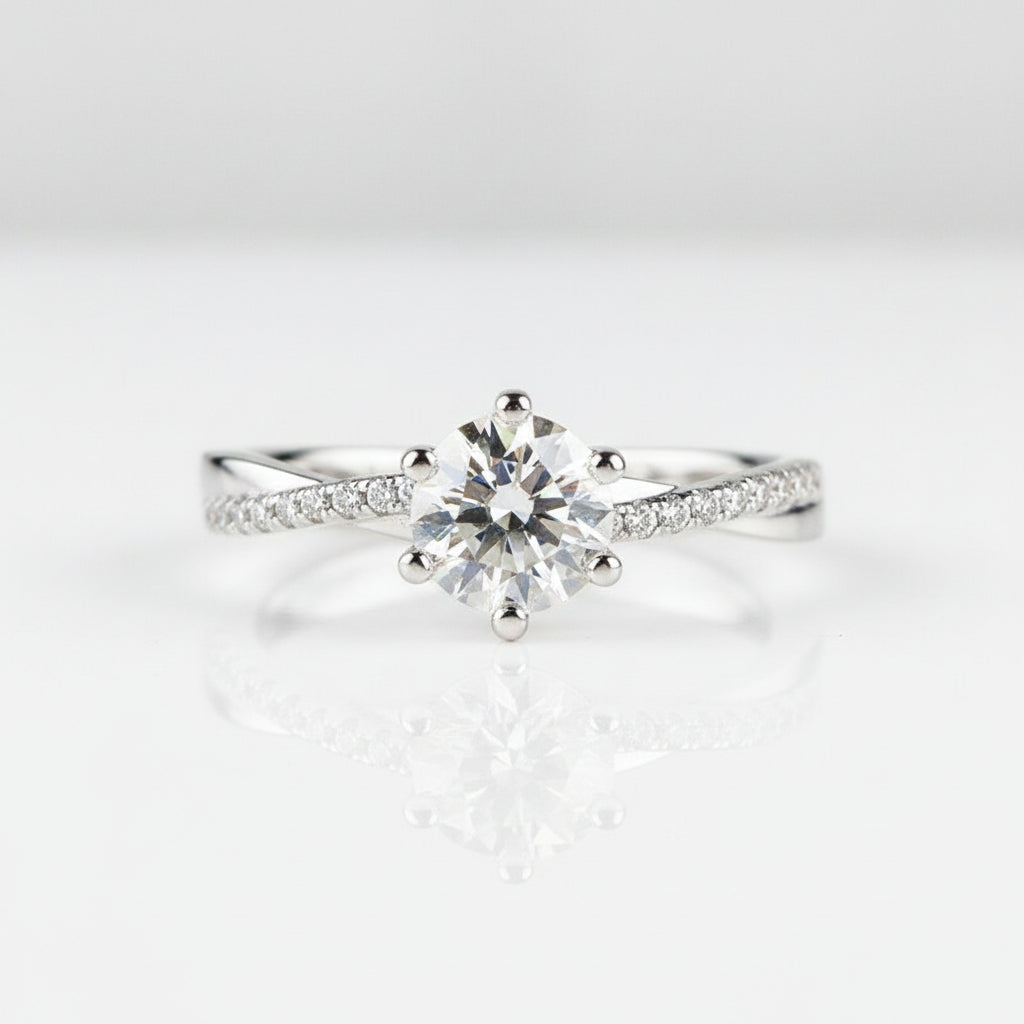 Classic 1.0 Ct Round Diamond Twisted Engagement Ring-Evani Jewelry