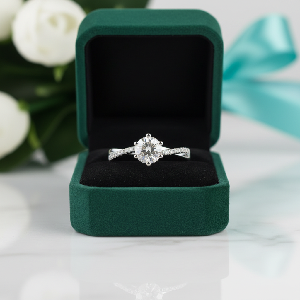 Classic 1.0 Ct Round Diamond Option Twisted Engagement Ring