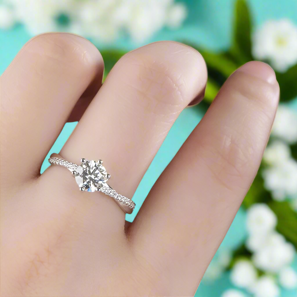 Classic 1.0 Ct Round Diamond Twisted Engagement Ring-Evani Jewelry