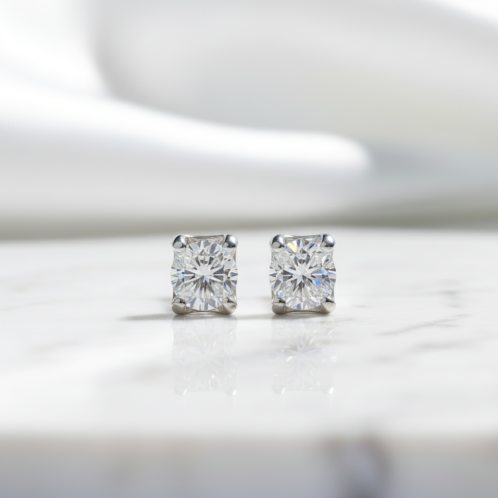 Classic 1.0 ct Diamond Option Ox Stud Earrings - Evani Naomi Jewelry