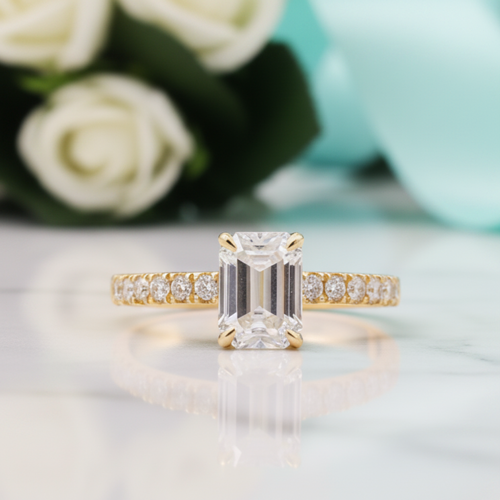Classic 1.0 ct Emerald Cut Diamond Ring-Evani Jewelry