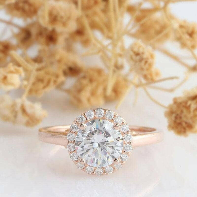 Classic 1.2 Ct Round Cut 14K Rose Gold Engagement Ring-Evani Naomi Jewelry
