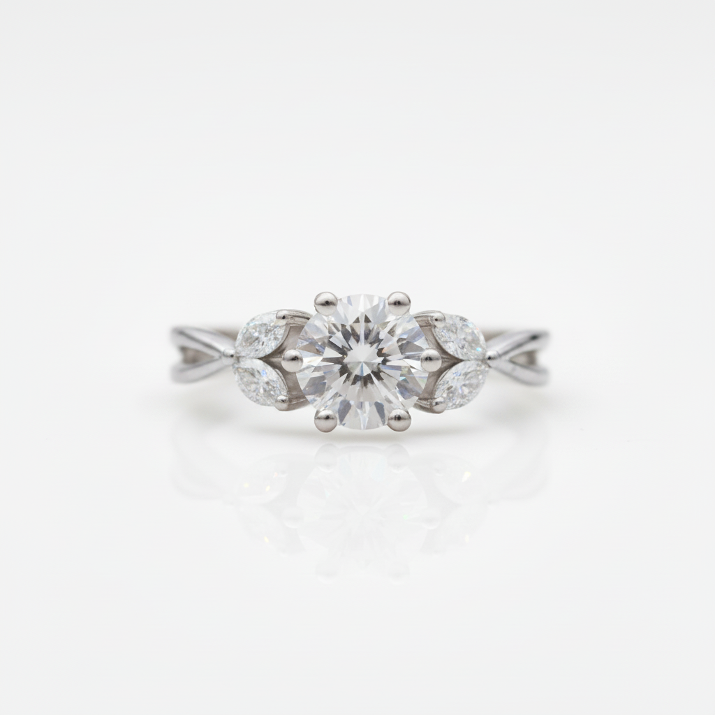 Classic 1ct 6.5mm Round Diamond OptionWedding Ring - Evani Naomi Jewelry