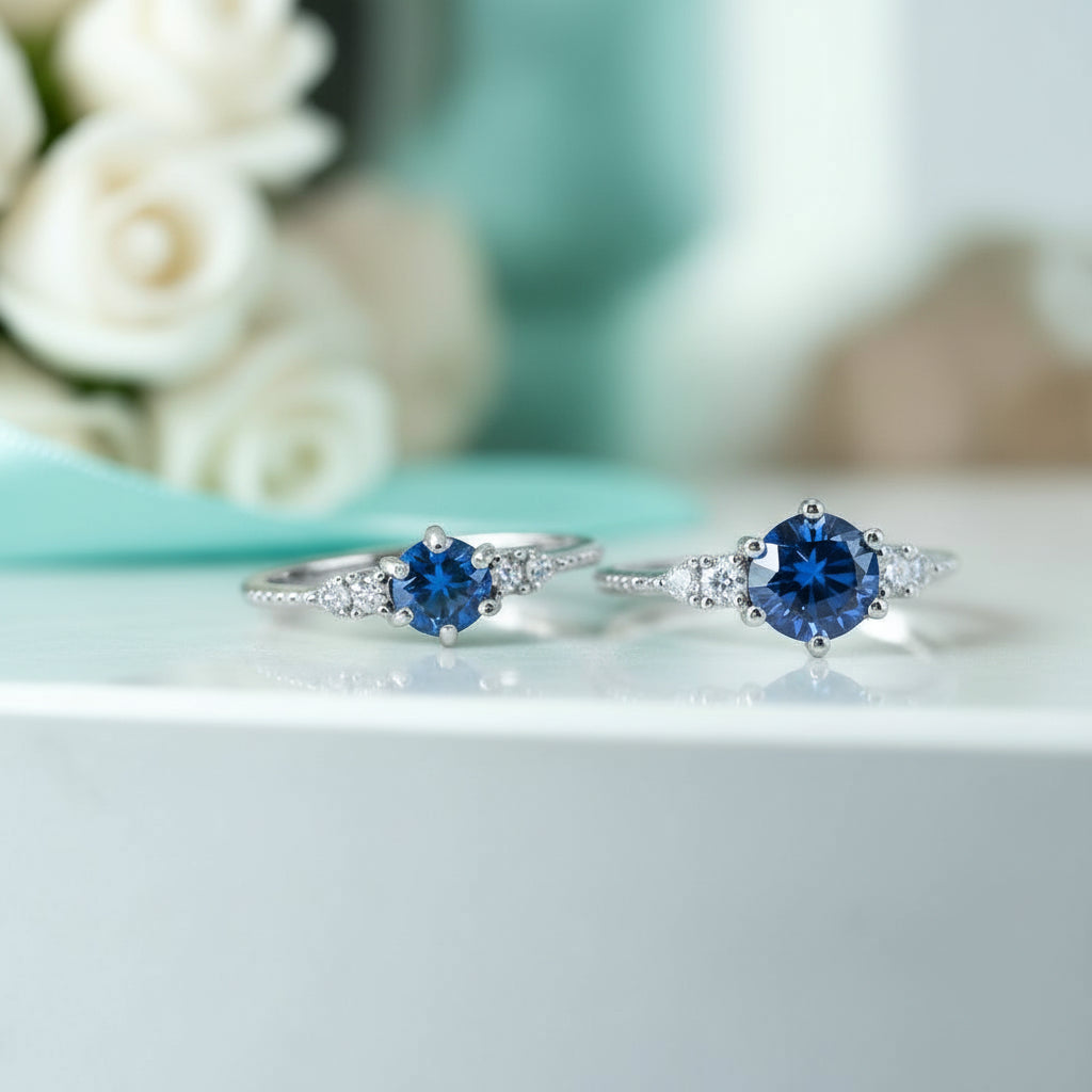 Classic 1ct VVS1 Blue Diamond Engagement Ring-Evani Jewelry