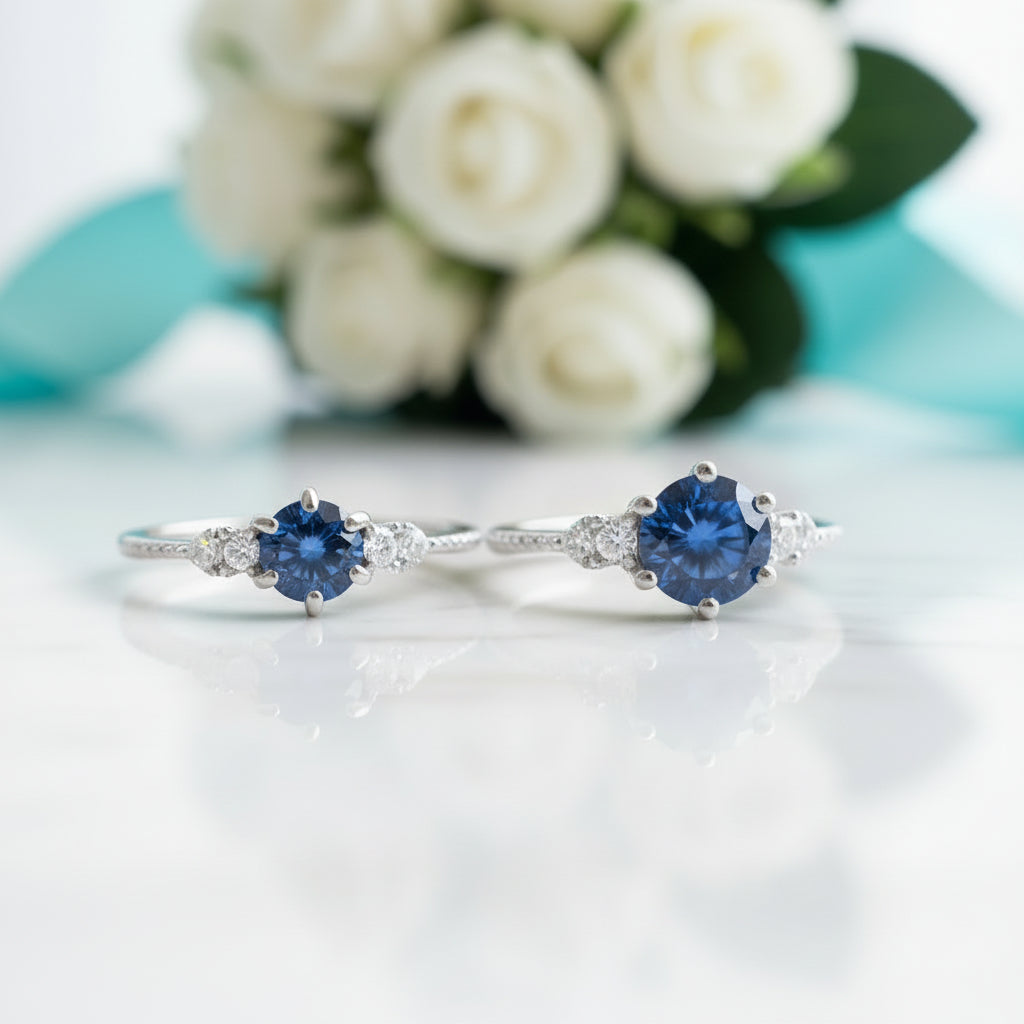 Classic 1ct VVS1 Blue Diamond Engagement Ring-Evani Jewelry