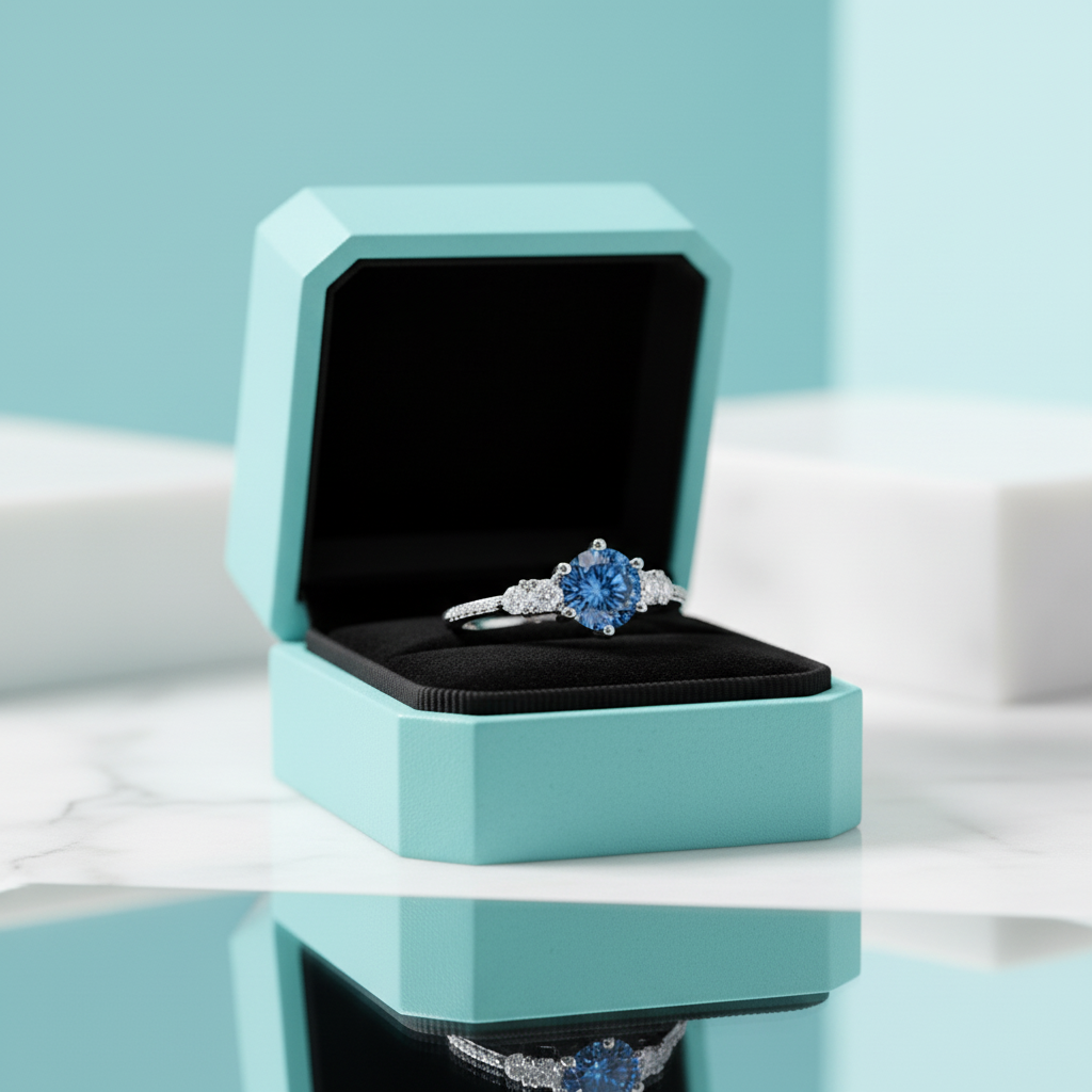 Classic 1ct VVS1 Blue Diamond Engagement Ring-Evani Jewelry