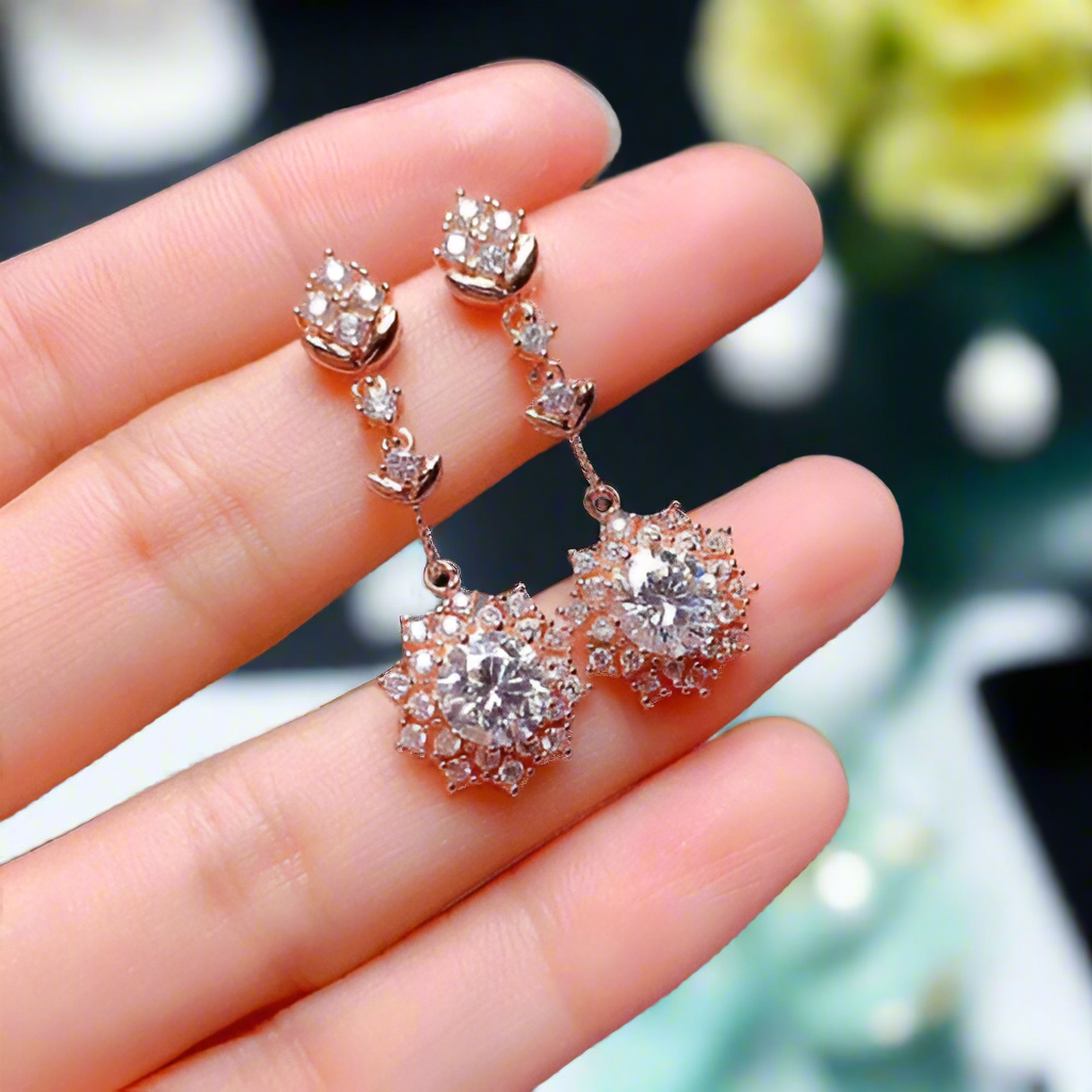 Classic 2.0 Ct Diamond Necklace and Stud Earrings-Evani Naomi Jewelry