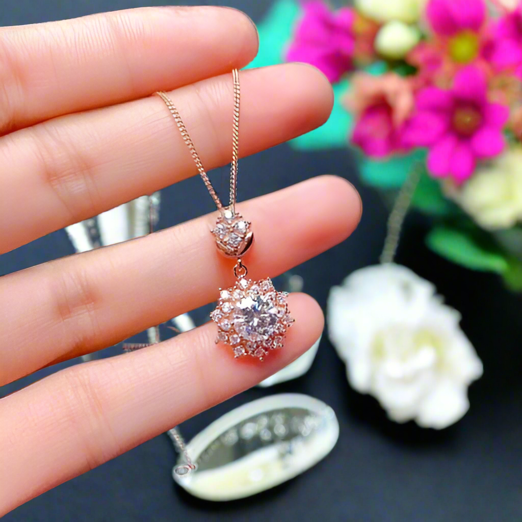 Classic 2.0 Ct Diamond Necklace and Stud Earrings-Evani Naomi Jewelry