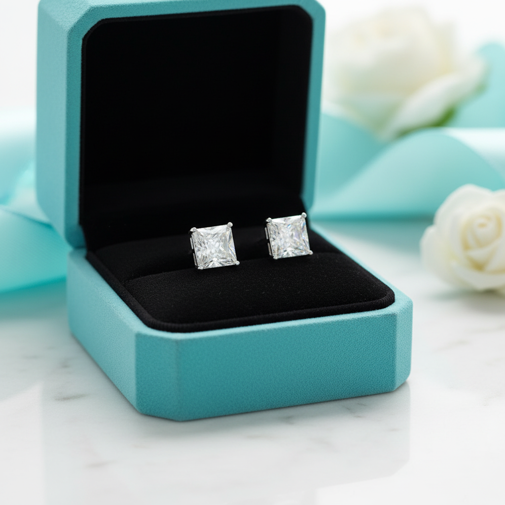 Classic 2.00 ct Princess Cut Diamond Stud Earrings-Evani Jewelry