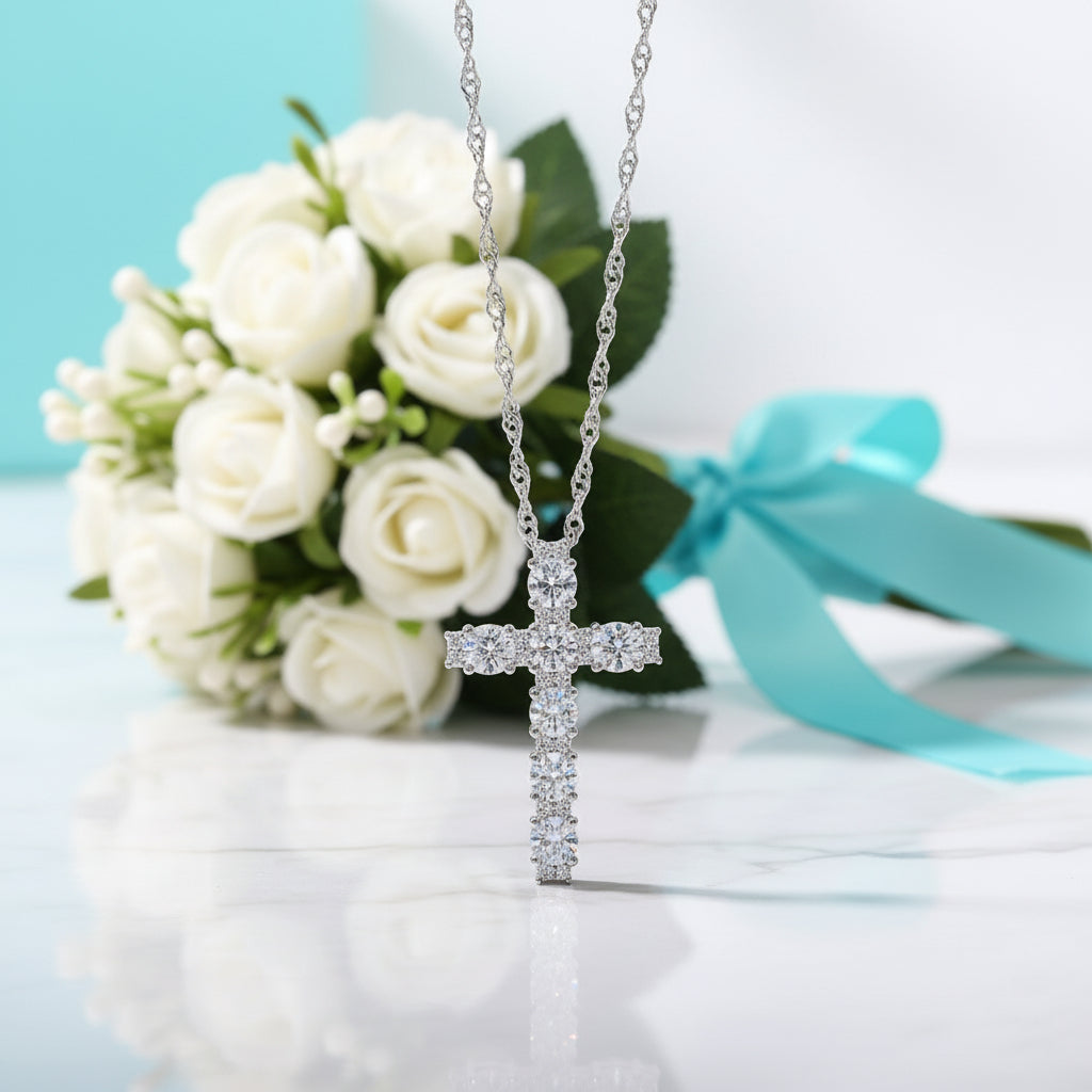 Classic 2.1ct Diamond Cross Pendant Necklace-Evani Jewelry