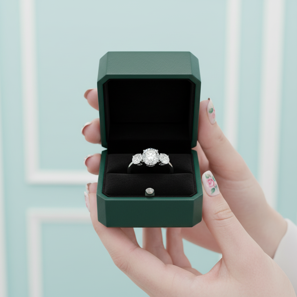 Classic 2ct Three Stones Diamond Option Wedding Ring - Evani Naomi Jewelry