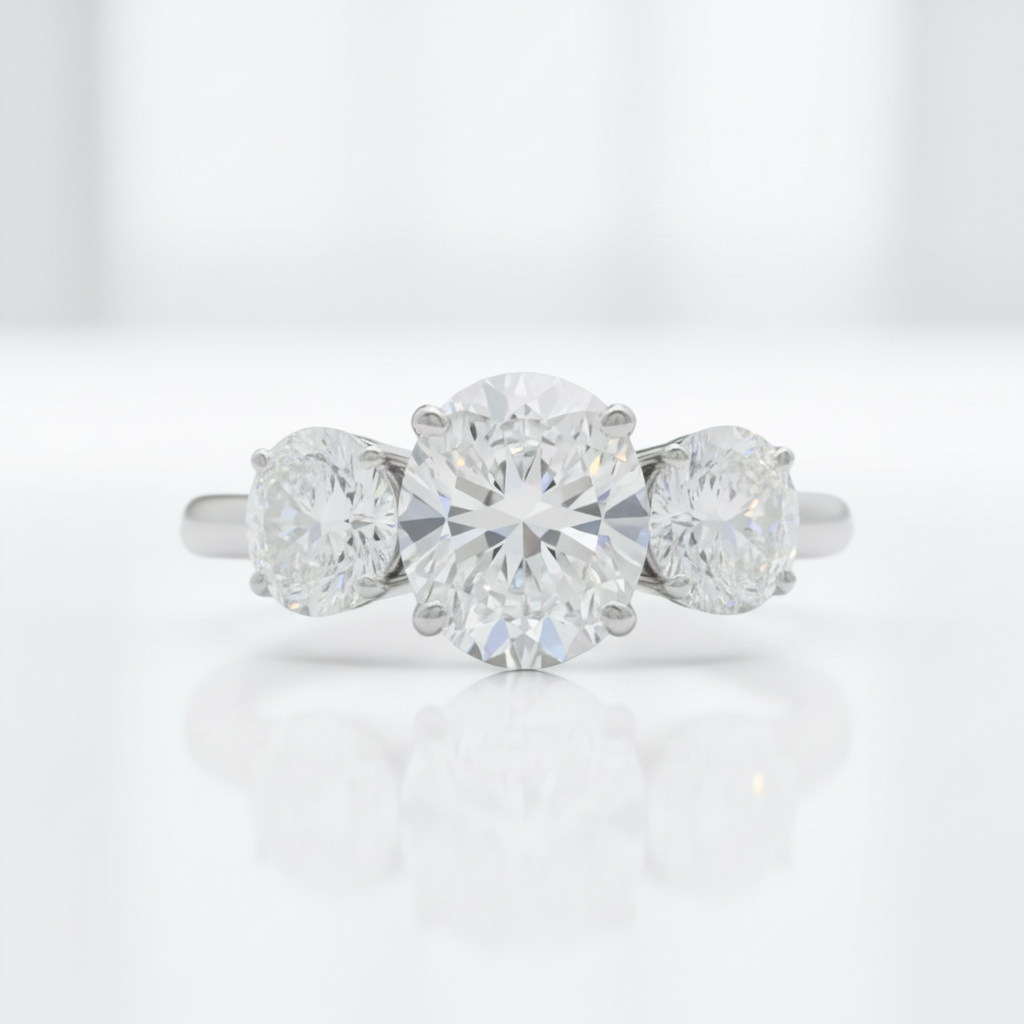 Classic 2ct Three Stones Diamond Option Wedding Ring - Evani Naomi Jewelry