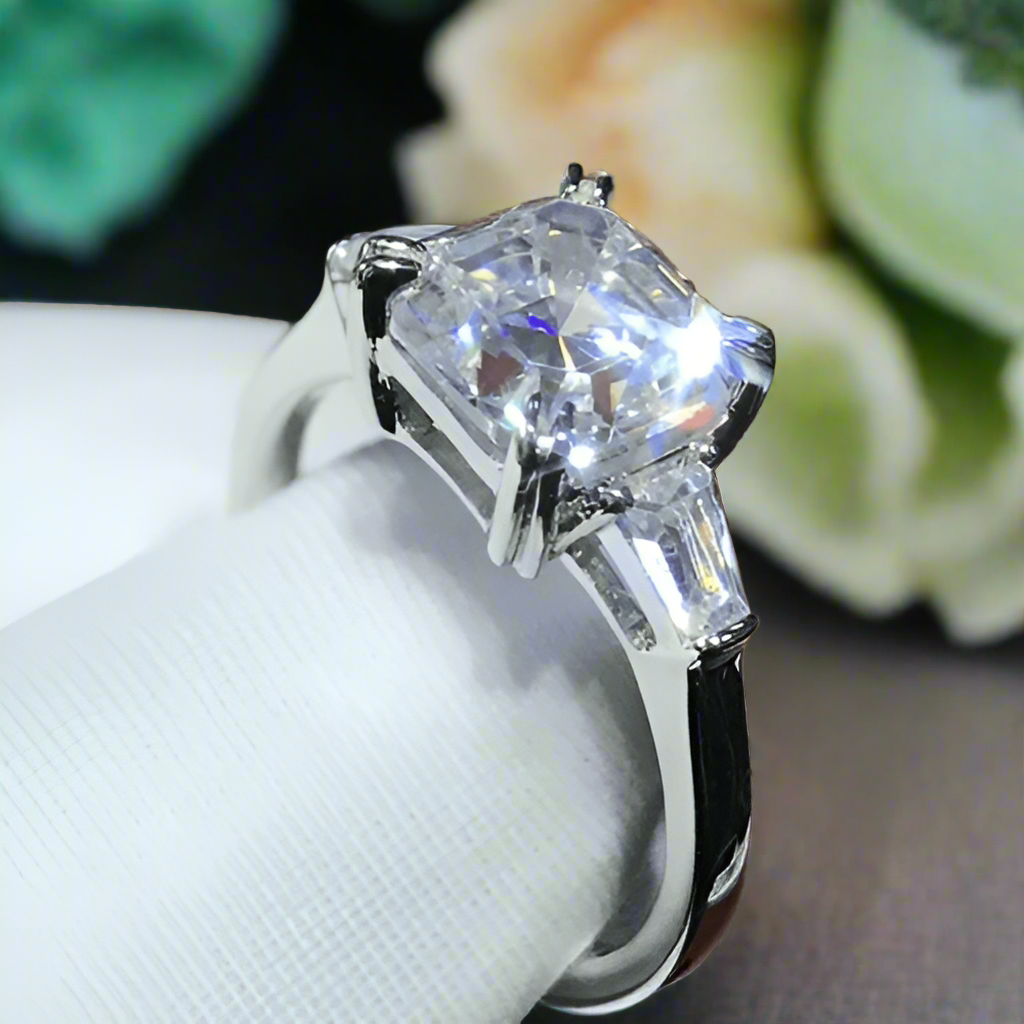 Classic 3.0 Ct Asscher Cut Diamond Engagement Ring-Evani Jewelry