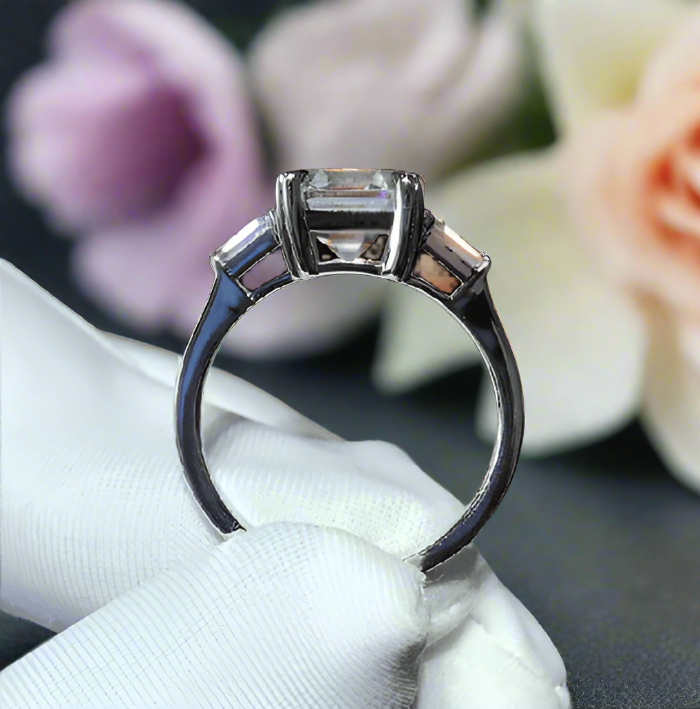 Classic 3.0 Ct Asscher Cut Diamond Engagement Ring-Evani Naomi Jewelry
