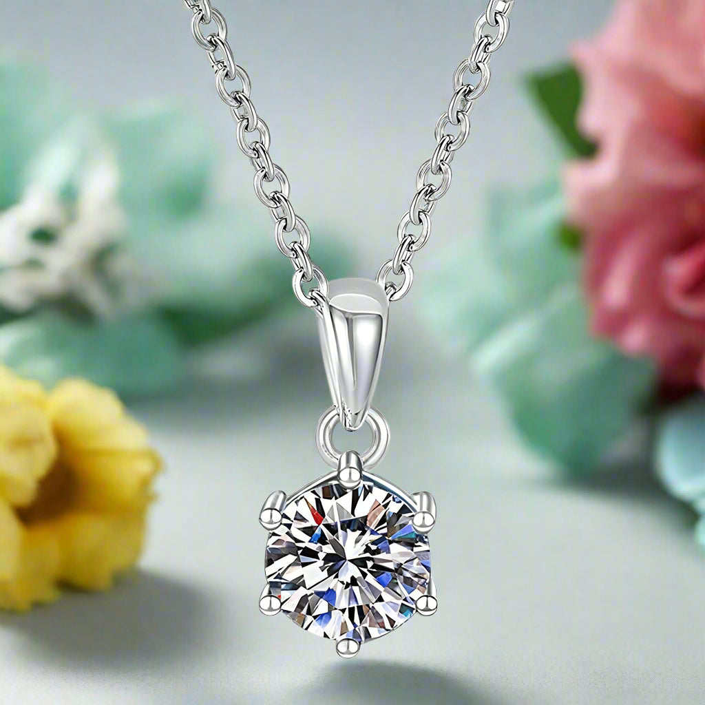 Classic 3.0 Ct Round Diamond Pendant Necklace-Evani Naomi Jewelry