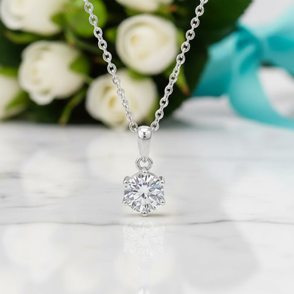Classic 3.0 Ct Round Diamond Pendant Necklace-Evani Jewelry
