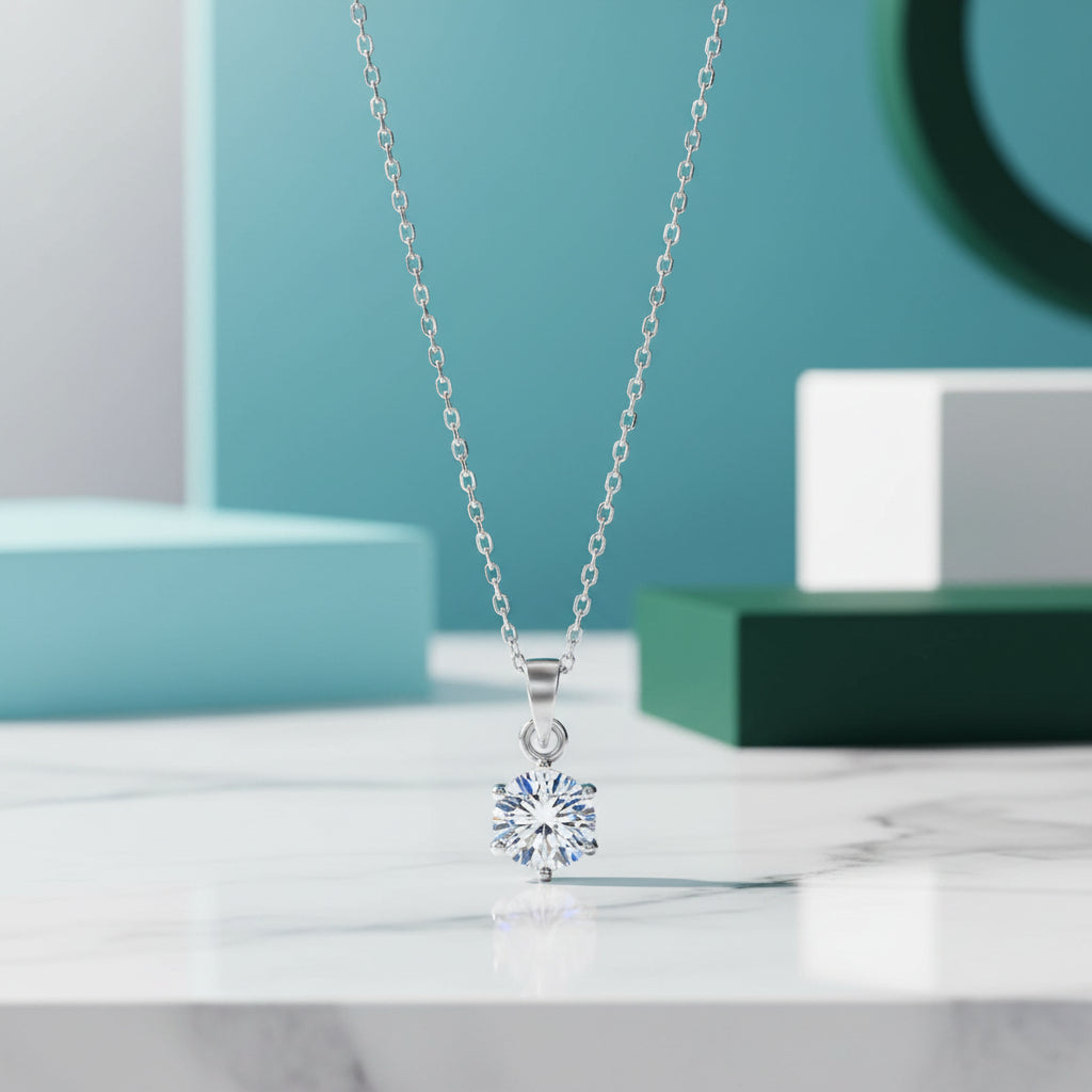 Classic 3.0 Ct Round Diamond Pendant Necklace-Evani Jewelry