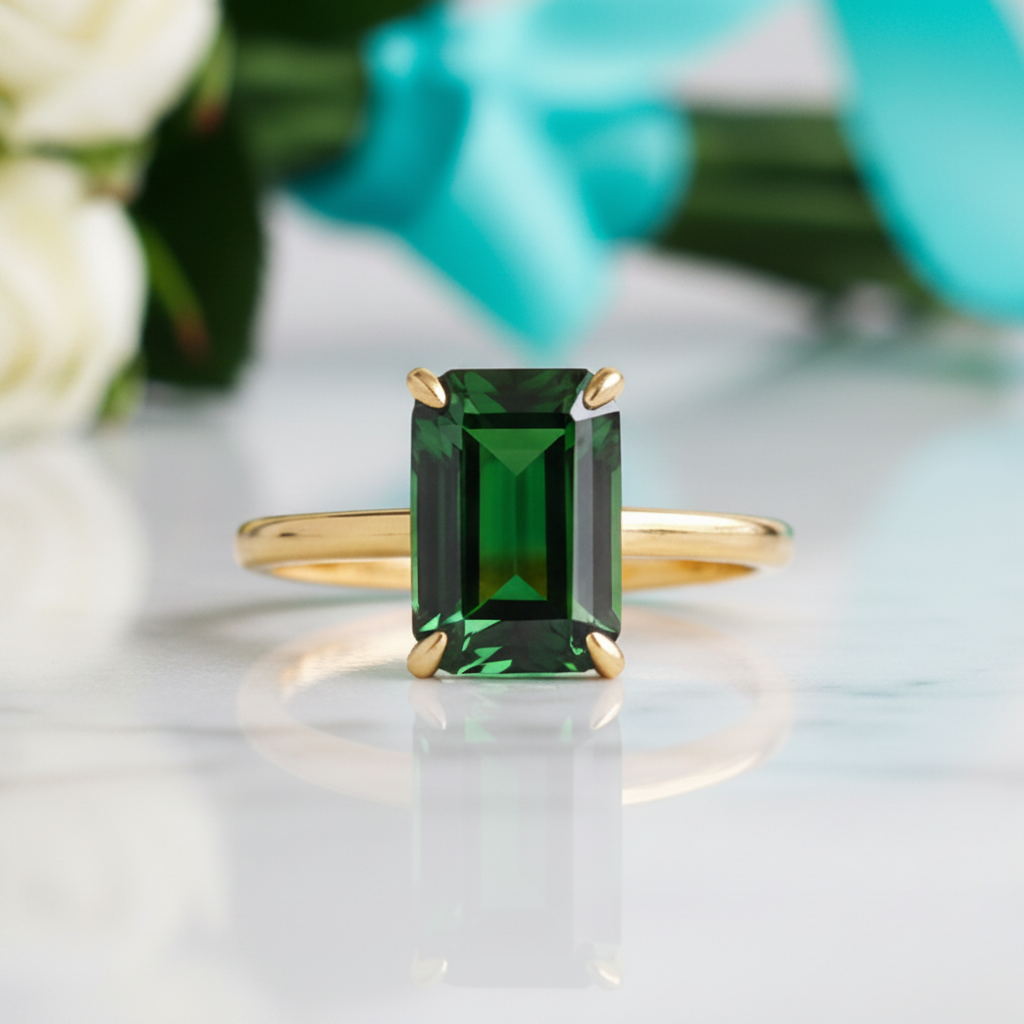 Classic 3.0ct Yellow Gold Emerald Cut Engagement Ring