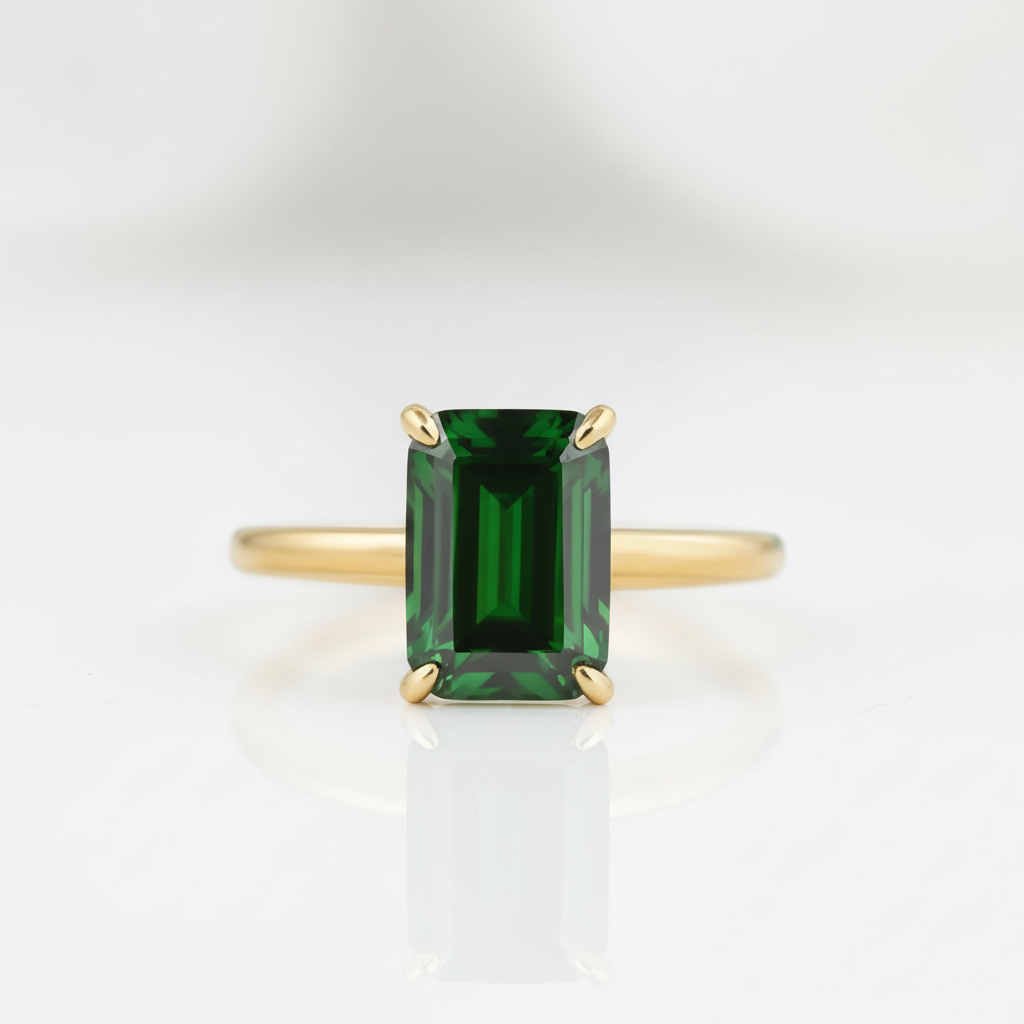 Classic 3.0ct Yellow Gold Emerald Cut Engagement Ring - Evani Naomi Jewelry