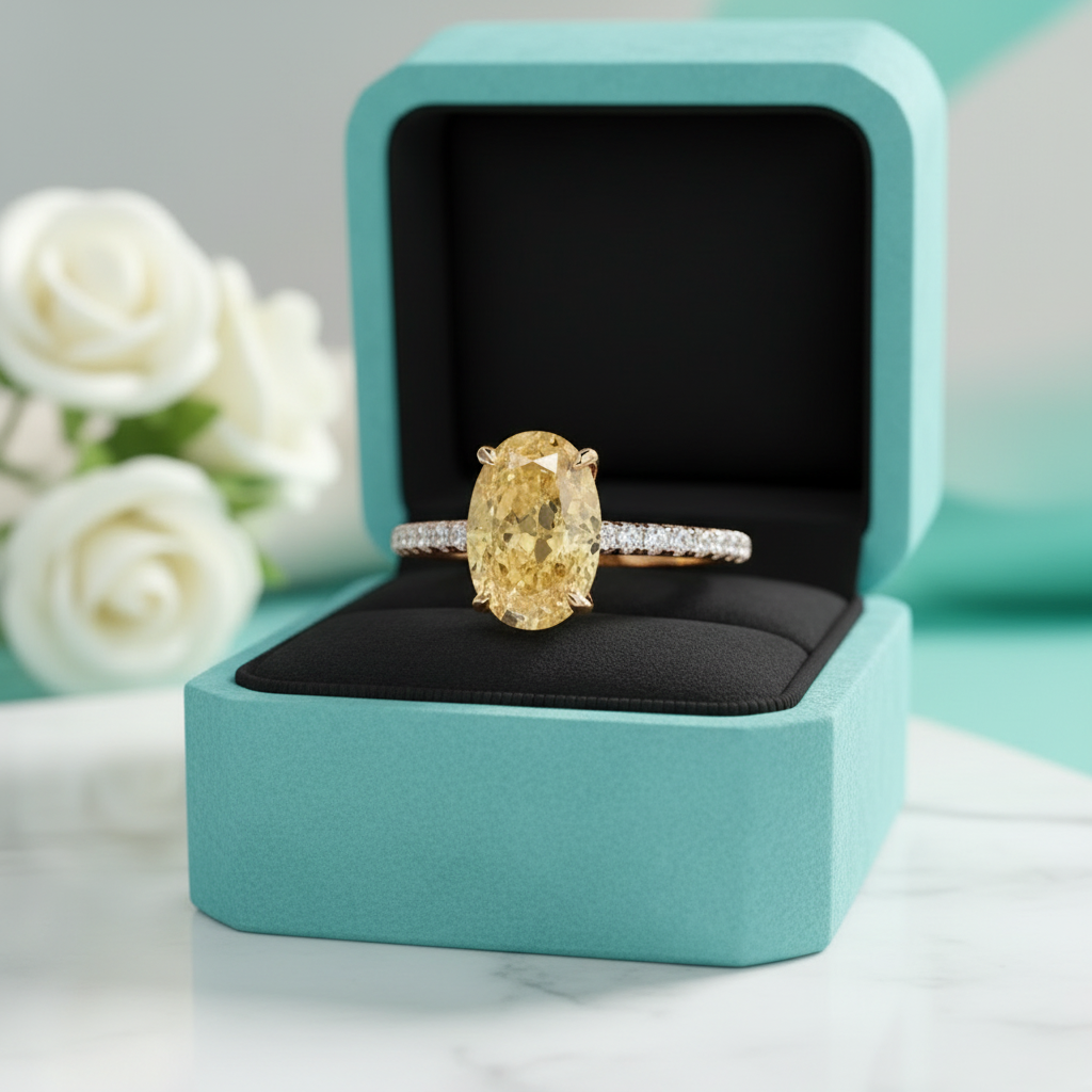 Classic 3.5 ct Topaz Oval Cut Engagement Ring - Evani Naomi Jewelry
