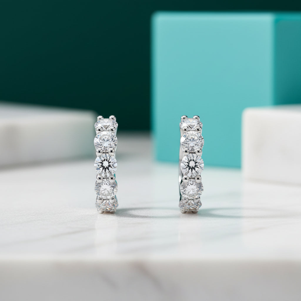 Classic 3ct Diamond Hoop Earrings-Evani Jewelry