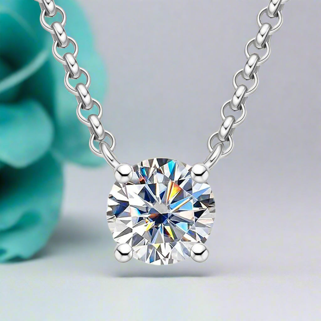 Classic 4-Prong 3ct Diamond Pendant Necklace-Evani Naomi Jewelry