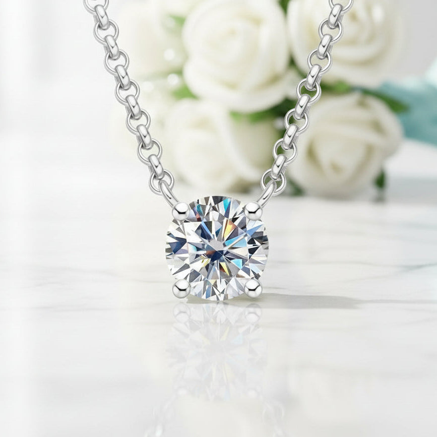 Classic 4-Prong 3ct Diamond OptionBirthstone Pendant Necklace