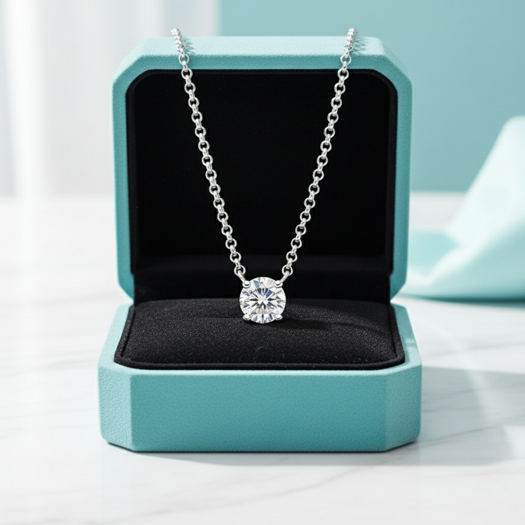 Classic 4-Prong 3ct Diamond Birthstone Pendant Necklace-Evani Jewelry