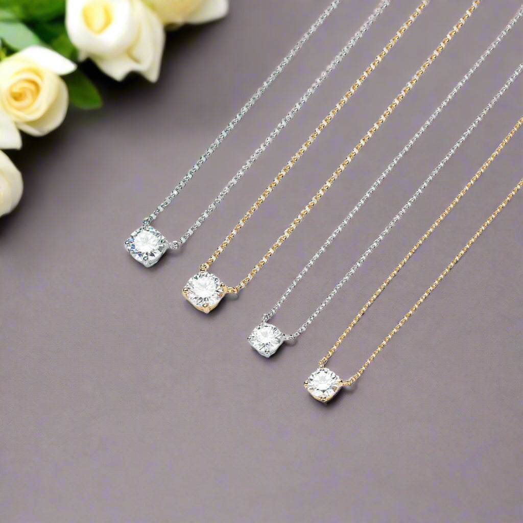 Classic 4-Prong 3ct Diamond Pendant Necklace-Evani Naomi Jewelry