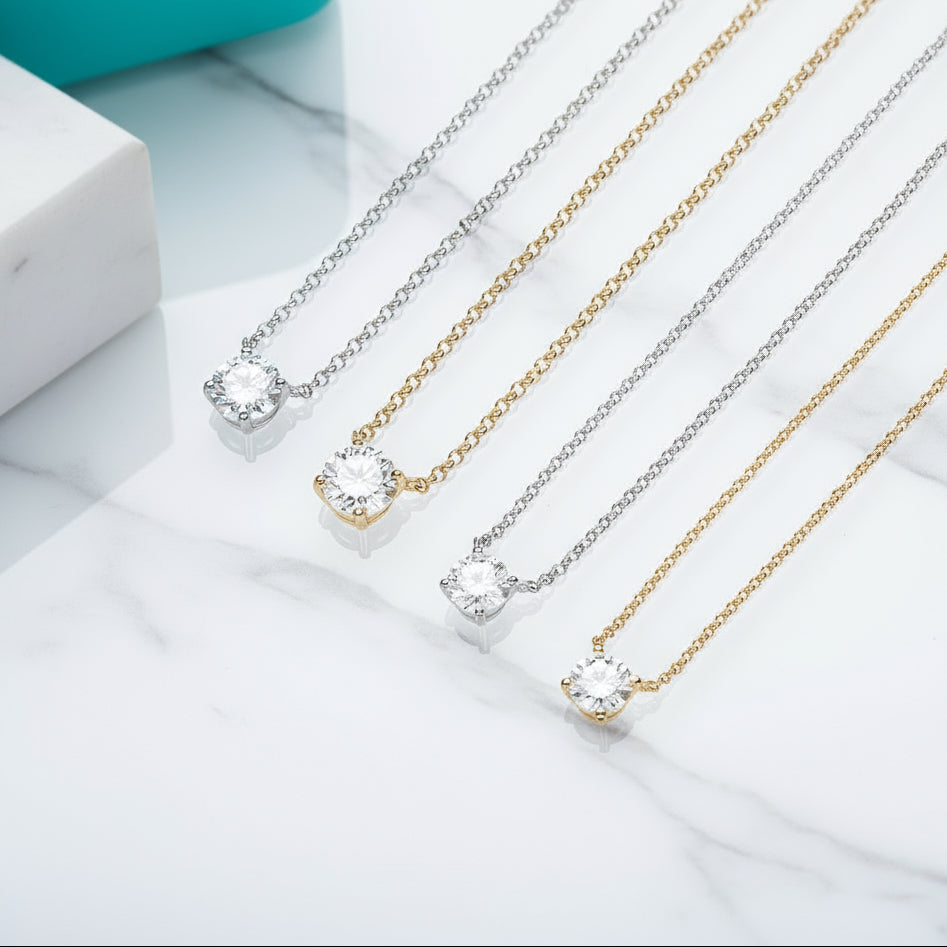 Classic 4-Prong 3ct Diamond Birthstone Pendant Necklace-Evani Jewelry