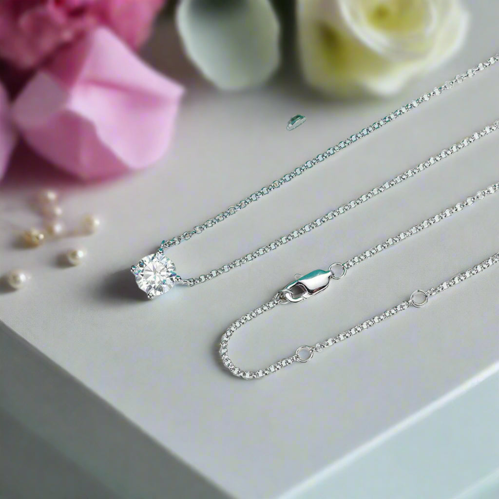 Classic 4-Prong 3ct Diamond Pendant Necklace-Evani Naomi Jewelry