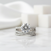 Classic 4 Prong Round Cut 2.0ct Diamond Bridal Set-Evani Jewelry