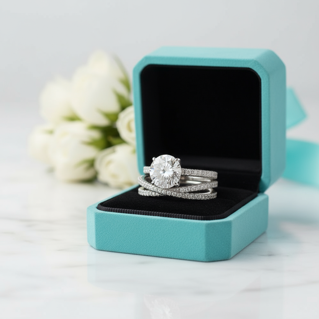 Classic 4 Prong Round Cut 2.0ct Diamond Bridal Set-Evani Jewelry