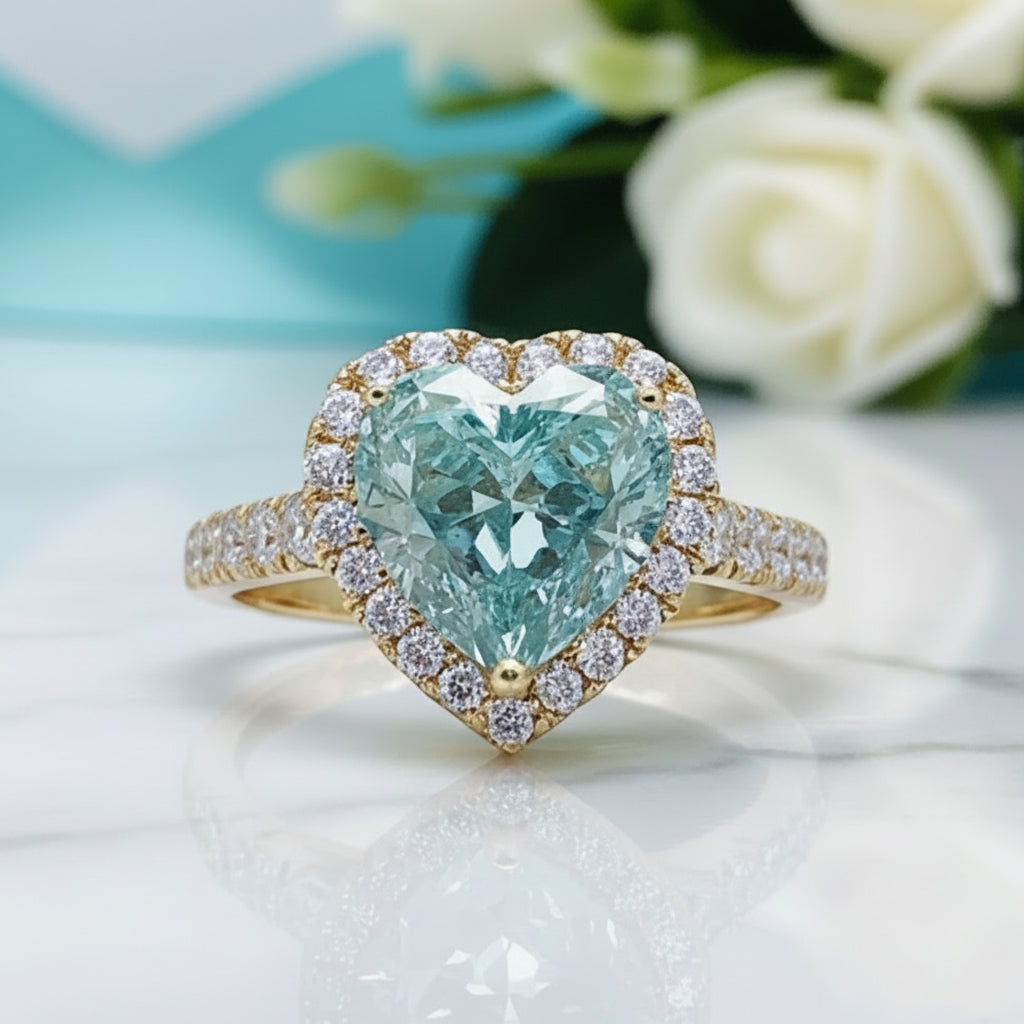 Classic 4.0 Ct Heart Cut Diamond 18K Yellow Gold Engagement Ring-Evani Jewelry