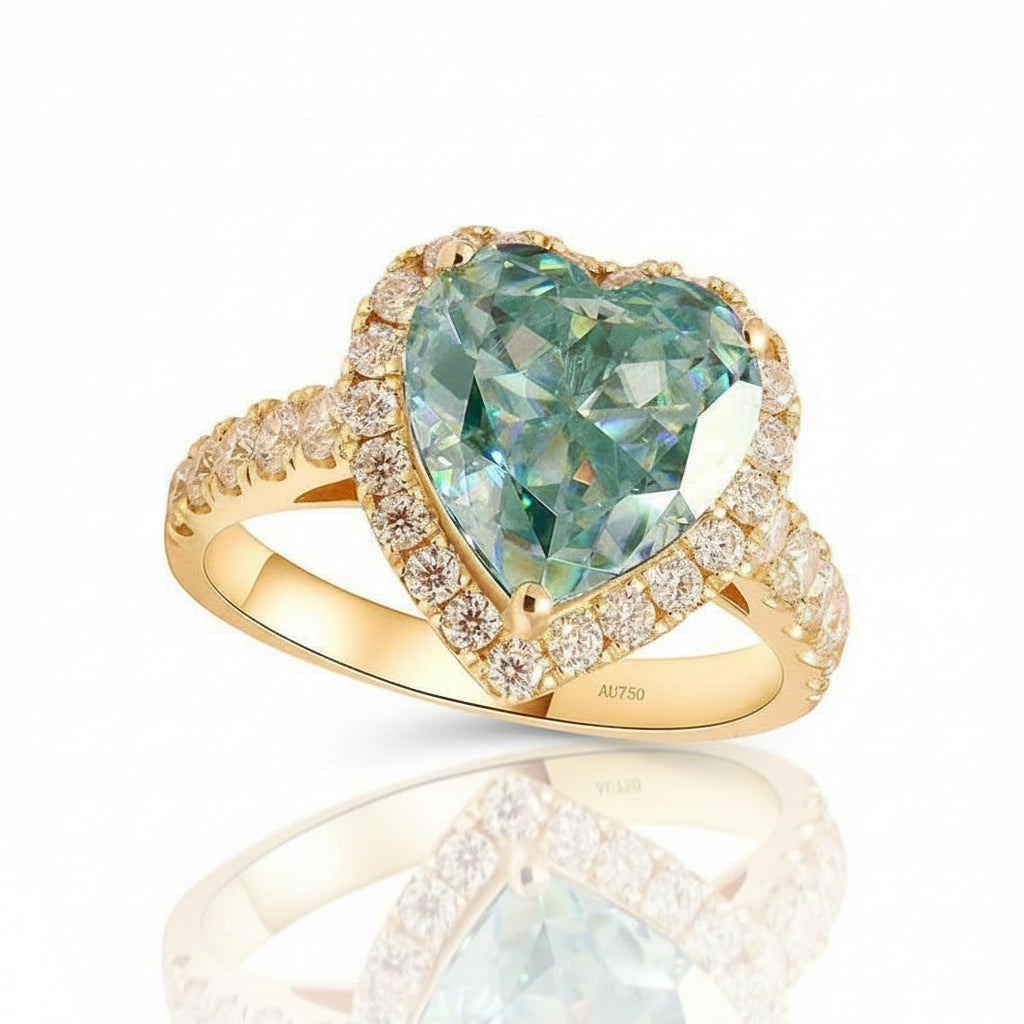 Classic 4.0 Ct Heart Cut Diamond 18K Yellow Gold Engagement Ring-Evani Jewelry