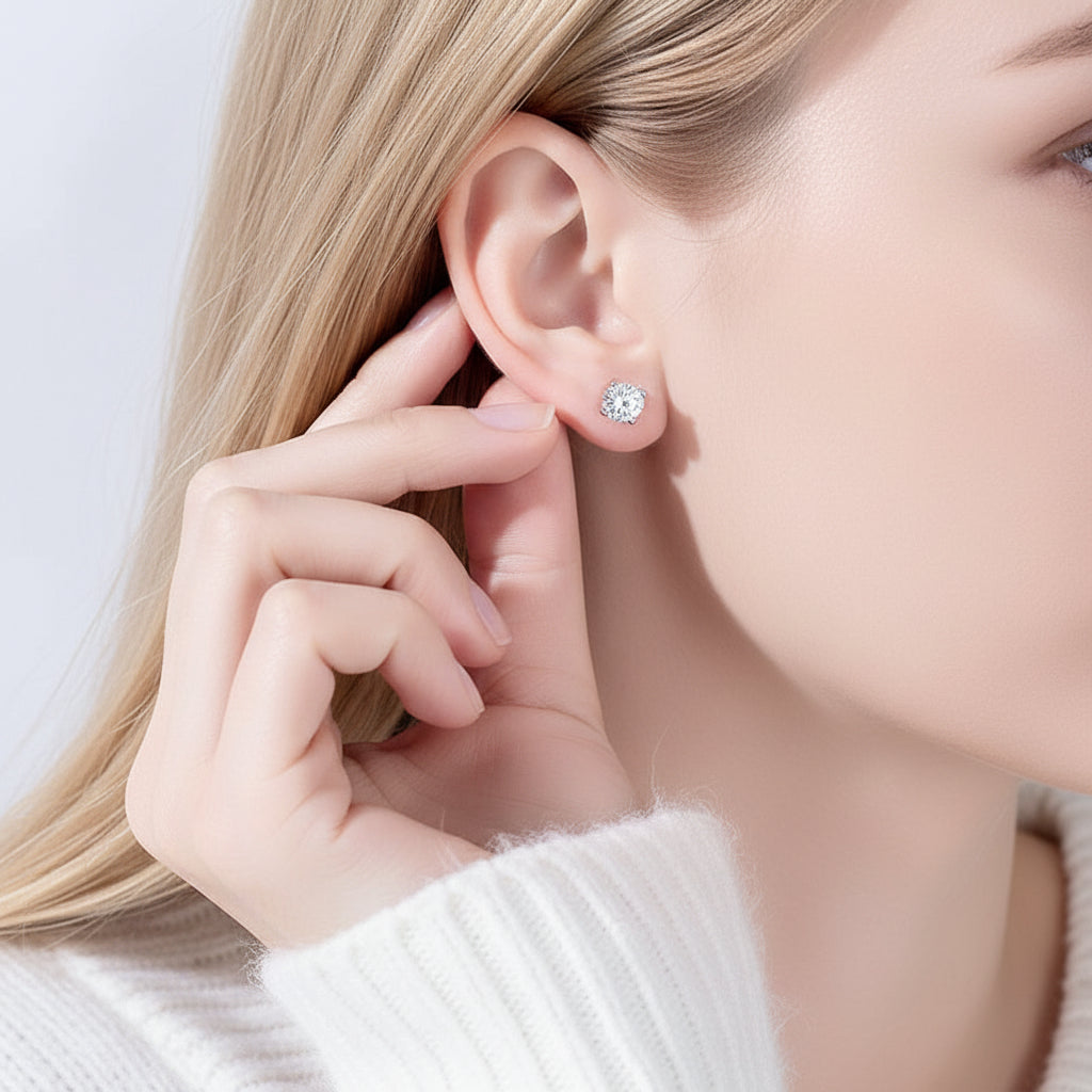 Classic 4.0mm Diamond Stud Earrings-Evani Jewelry
