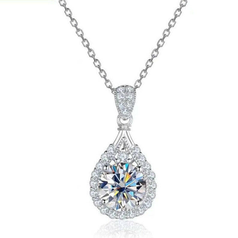 Classic 5.0 Ct Diamond Water Drop Pendant Necklace-Evani Naomi Jewelry