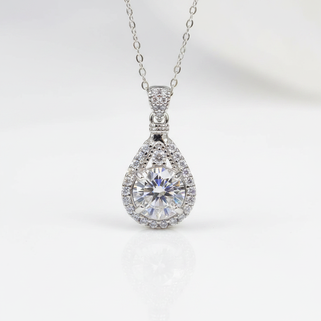 Classic 5.0 Ct Diamond Water Drop Pendant Necklace-Evani Jewelry