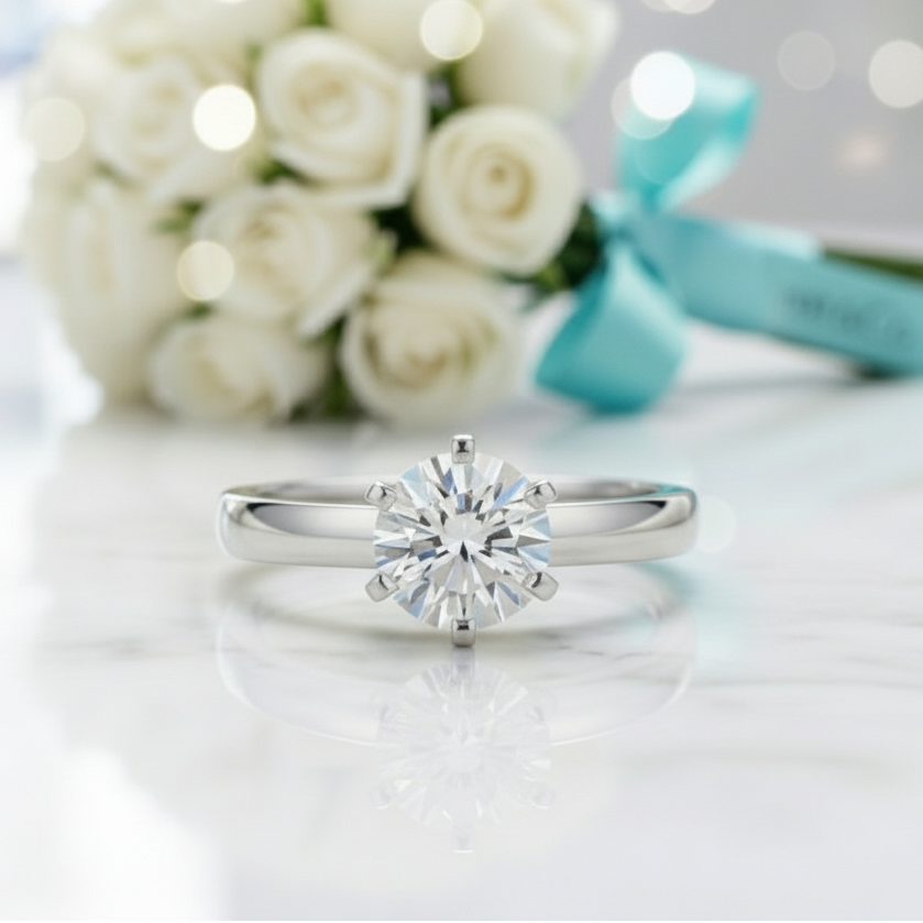 1.25 ct Classic 6 Claws Diamond Ring Set-Evani Jewelry