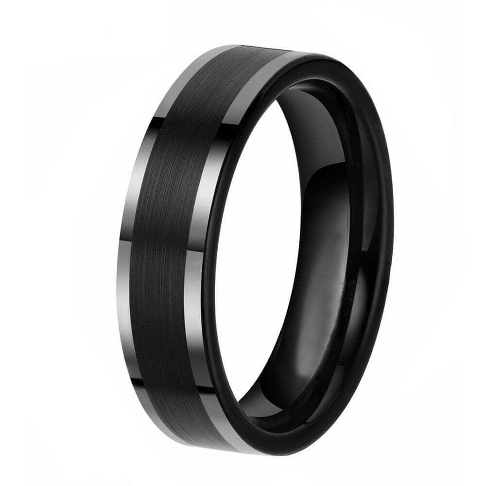 Classic 6mm Black Tungsten Men's Wedding Band-Evani Naomi Jewelry