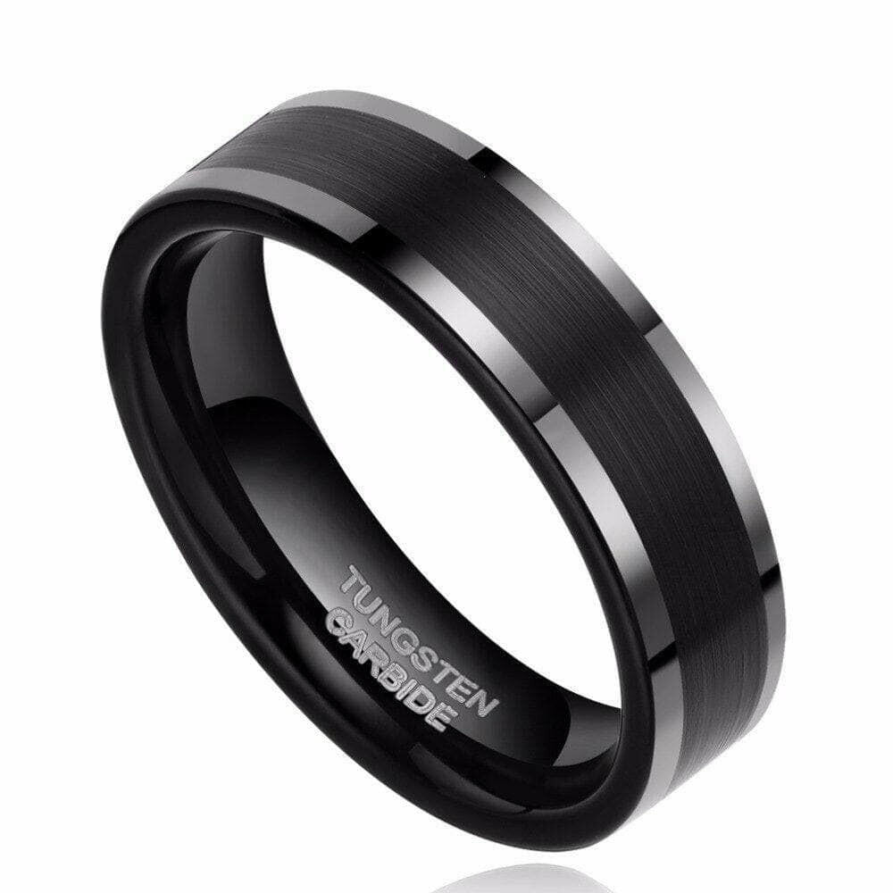 Classic 6mm Black Tungsten Men's Wedding Band-Evani Naomi Jewelry