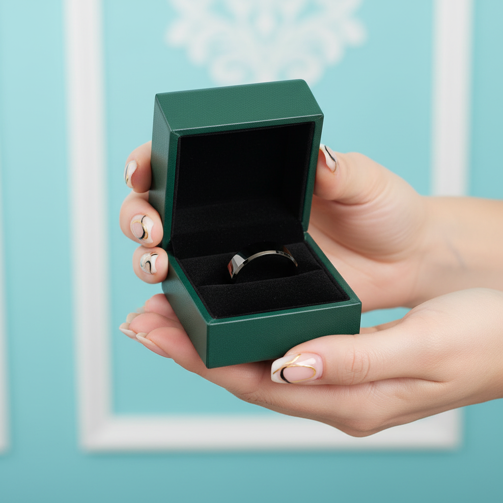 Classic 8mm Black Polished Tungsten Men's Wedding Band - Evani Naomi Jewelry