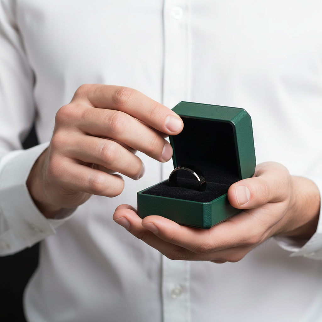 Classic 8mm Black Polished Tungsten Men's Wedding Band - Evani Naomi Jewelry