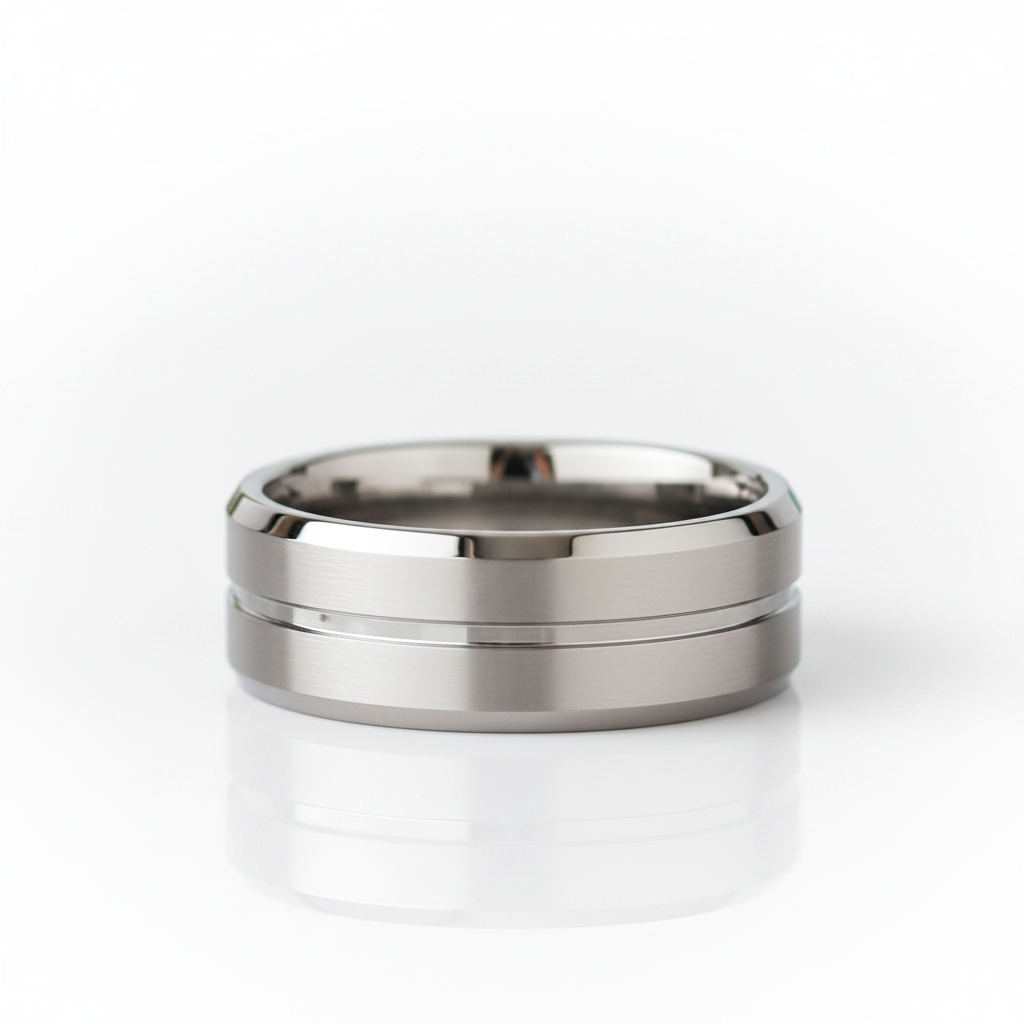 Classic Beveled Edge 8mm Tungsten Men's Wedding Band - Evani Naomi Jewelry