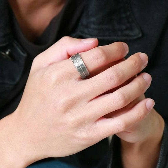 Classic Beveled Edge 8mm Tungsten Men's Wedding Band-Evani Naomi Jewelry