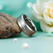 Classic Beveled Edge 8mm Tungsten Men's Wedding Band-Evani Naomi Jewelry