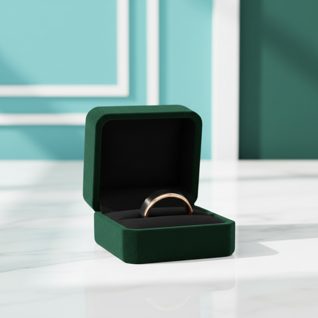 Classic Black & Rose Gold Tungsten Unisex Wedding Band - Evani Naomi Jewelry